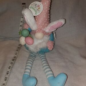 Charming Easter Gnome with Pink Hat and Blue Shoes